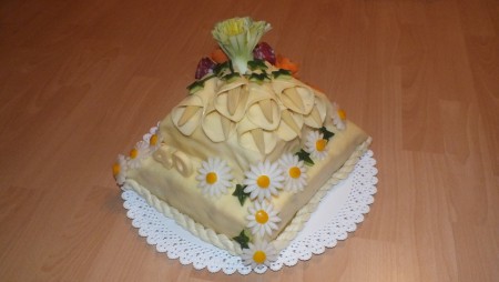 Narodeninová torta k 40-tke: 65 € (rozmer 25 cm x 25 cm) 